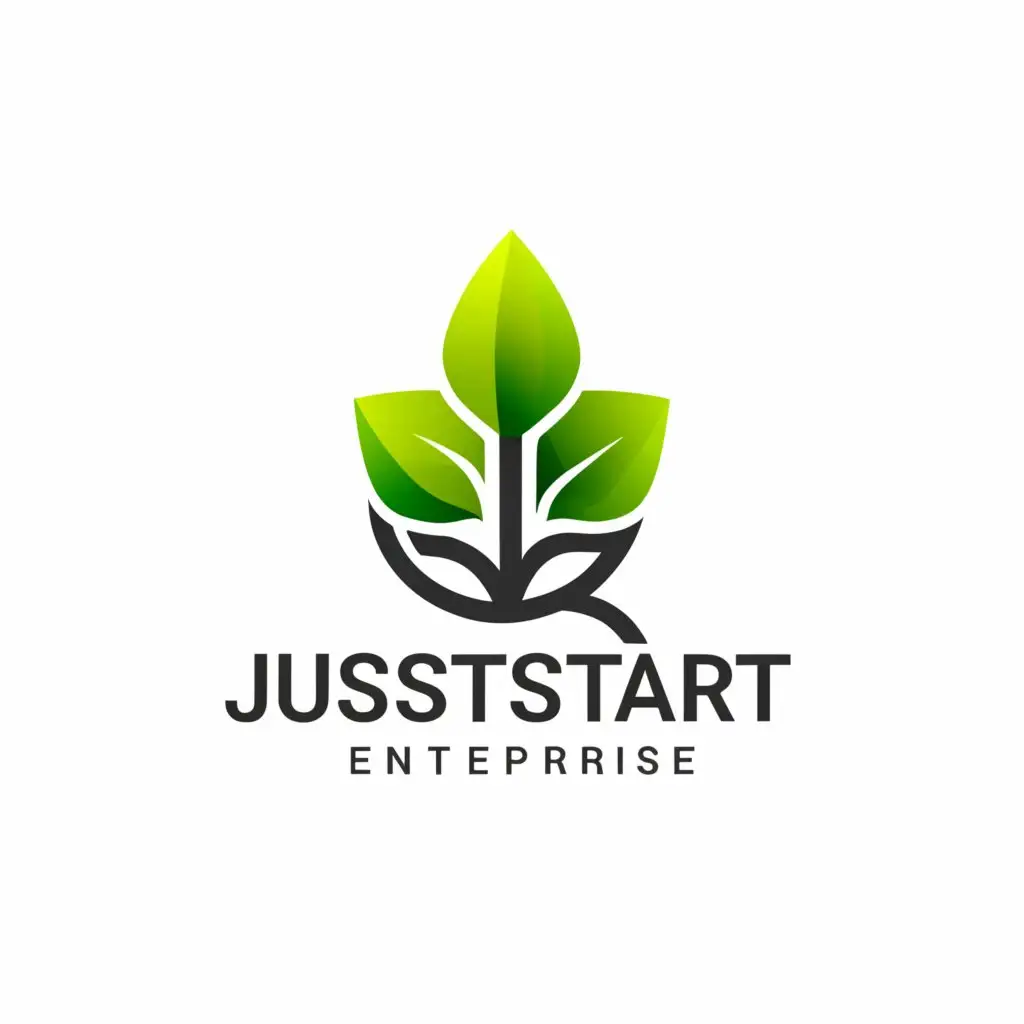 a logo design,with the text "just start enterprise", main symbol:grow skill and money,complex,clear background