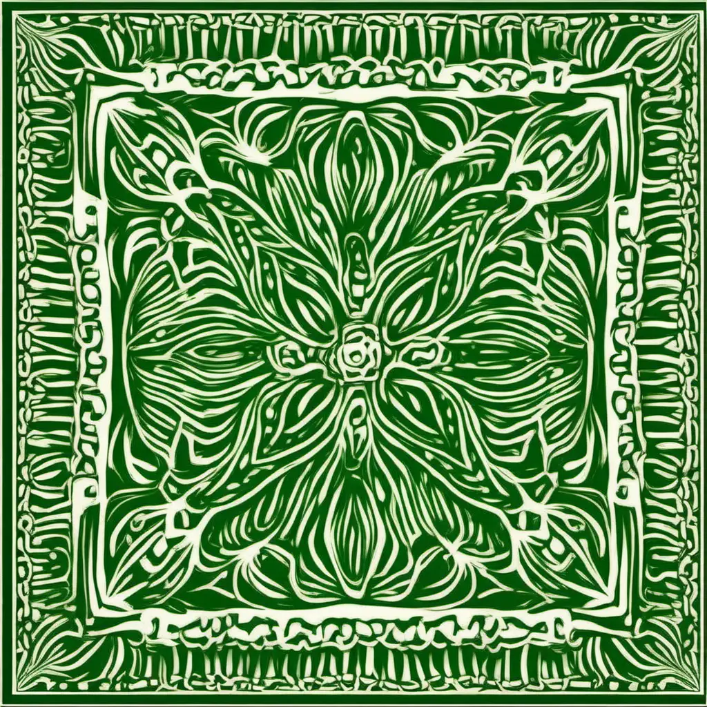 Biologically Inspired HandDrawn Square Headscarf Pattern in Light Green
