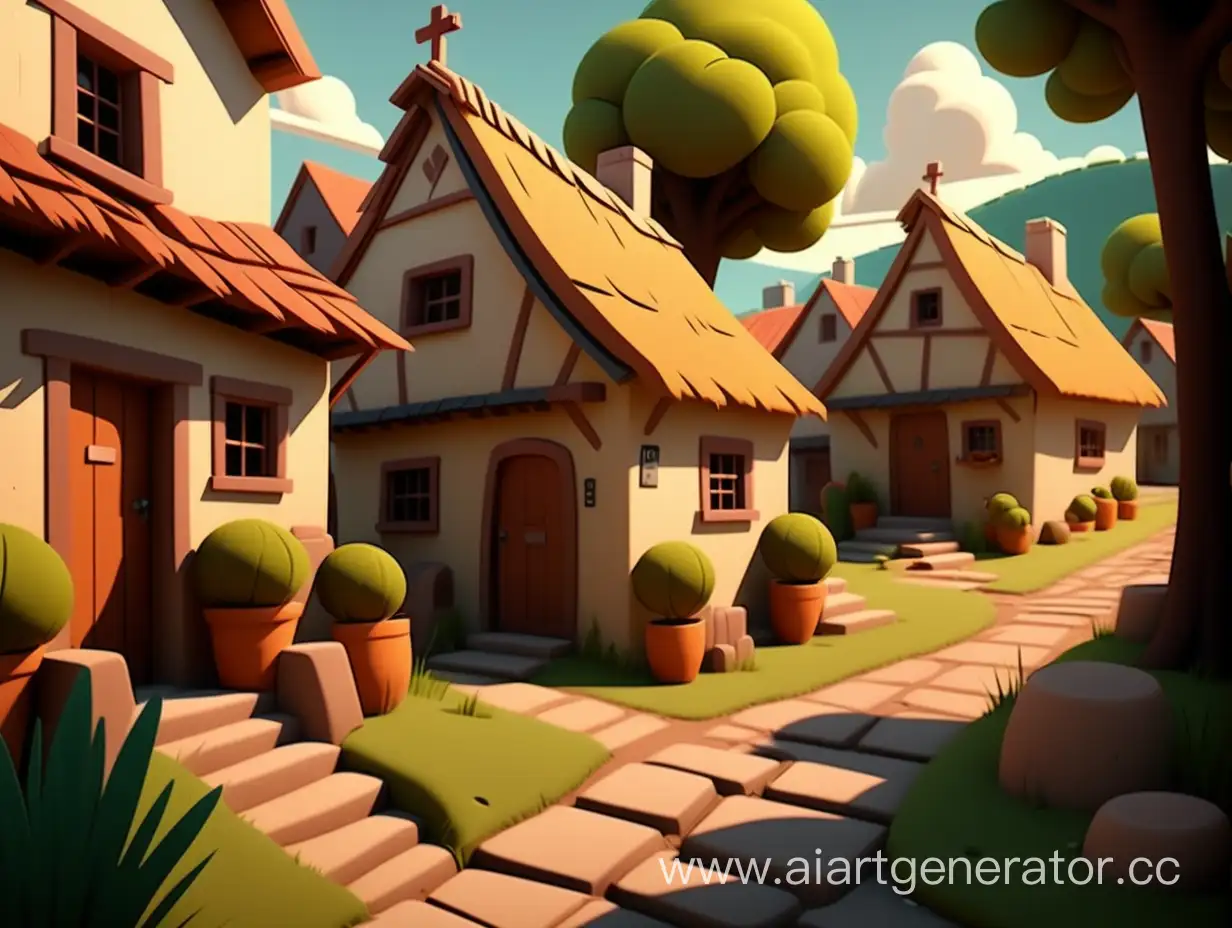 cartoon style, 8k,  in a village 
