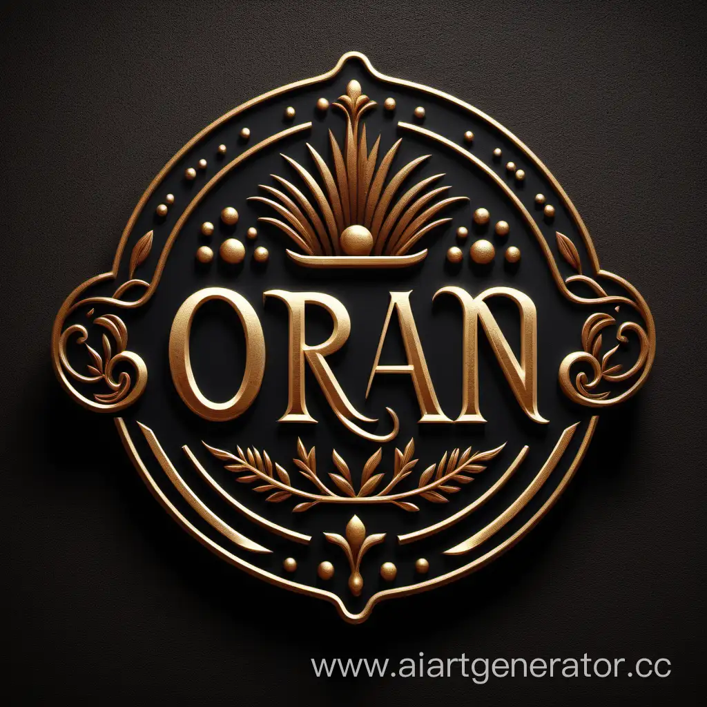 изобрази эмблему ресторана с названием "Oran Rest" в темных тонах