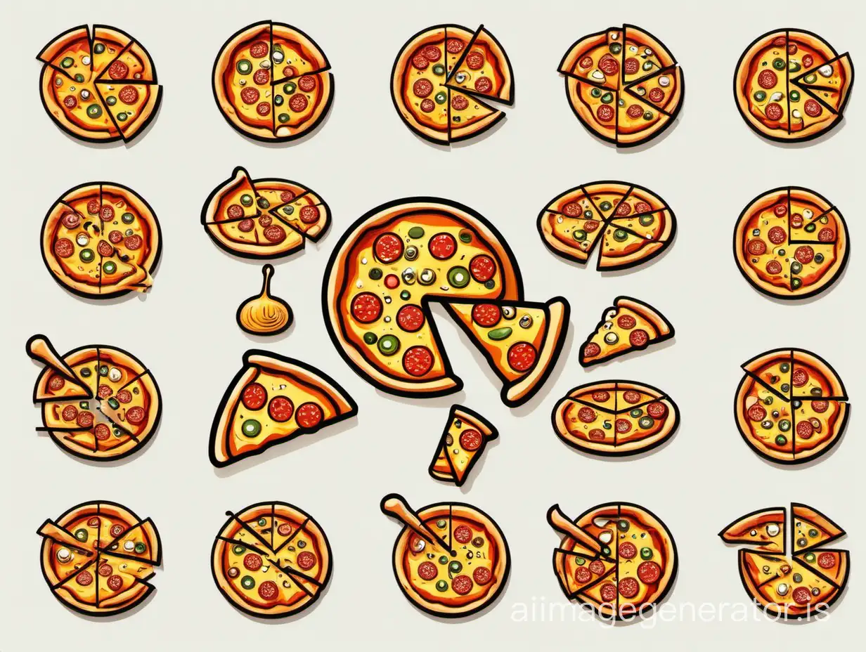 Colorful-Pizza-Vector-Icons-on-Clean-White-Background