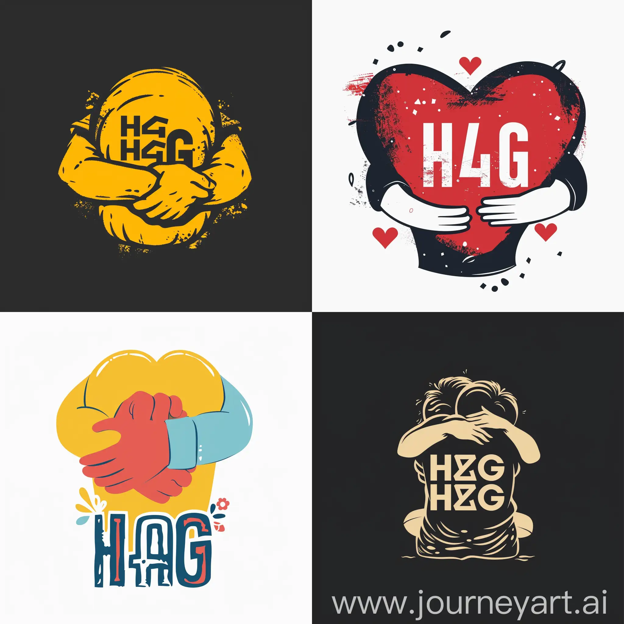 Creative-Typography-Hug-Logo-Expressing-Affection-with-Hands