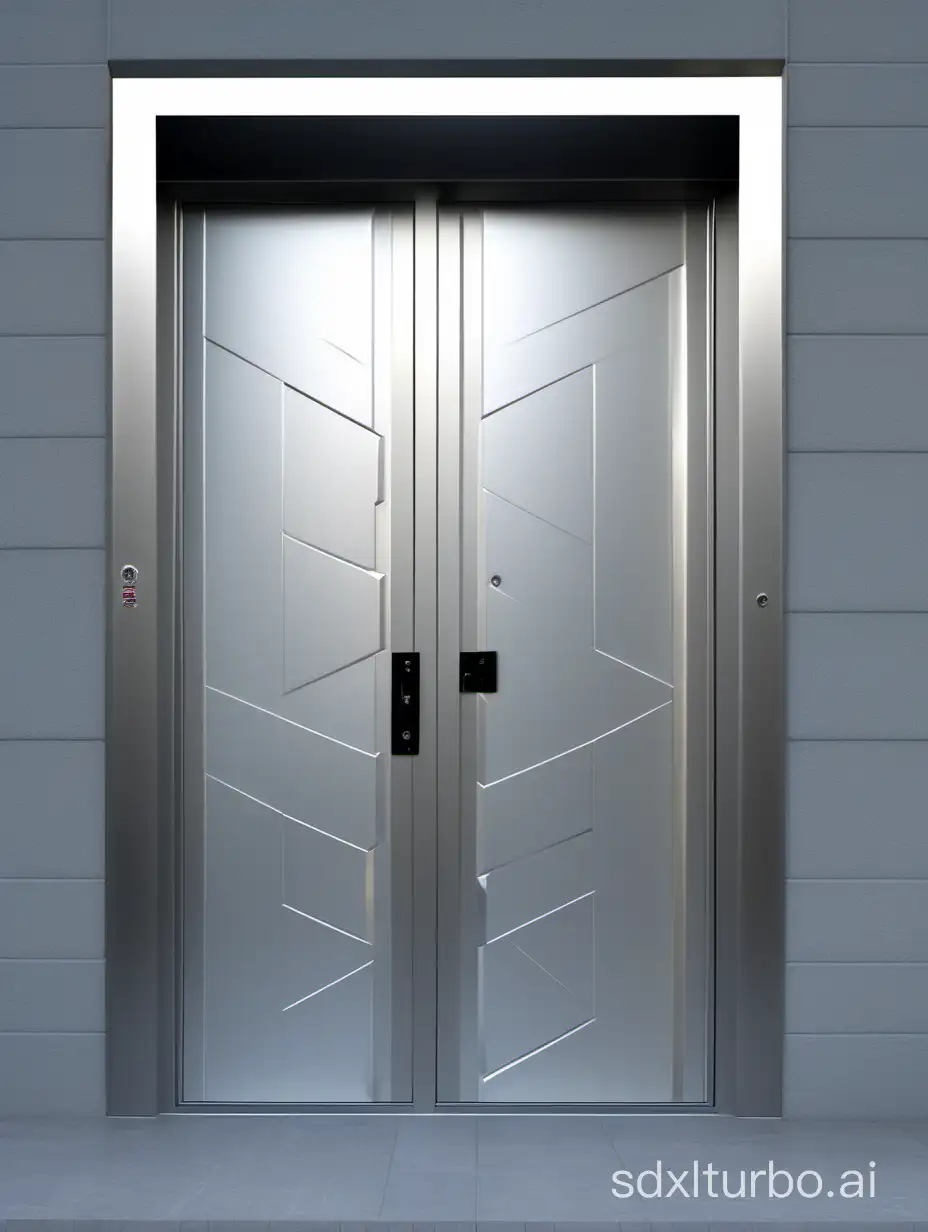 Fully aluminum frosted armored doors open opposite