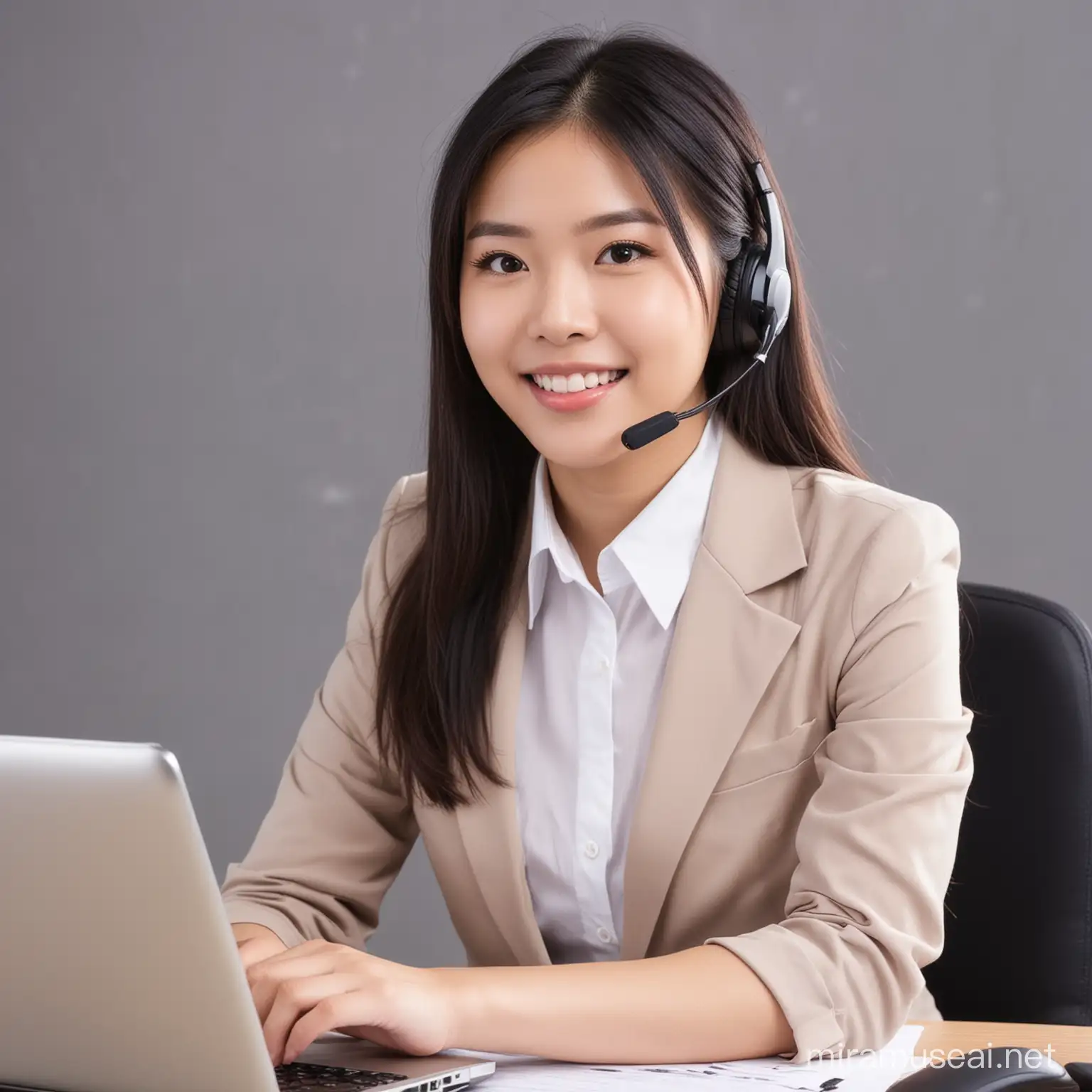 Professional Asian Girl Providing Financial Customer Service with Confidence