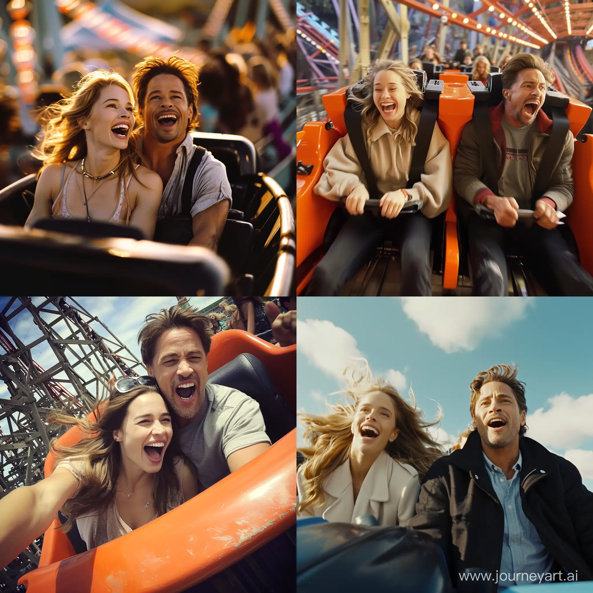 emilia clarke and bradd pitt in a rollercoaster