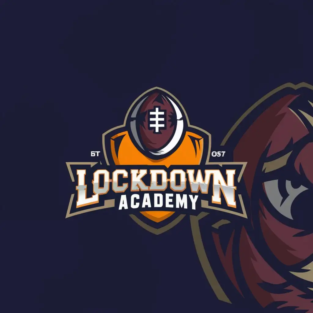 a logo design,with the text "Lockdown Acadmey", main symbol:Football,Moderate,be used in Sports Fitness industry,clear background