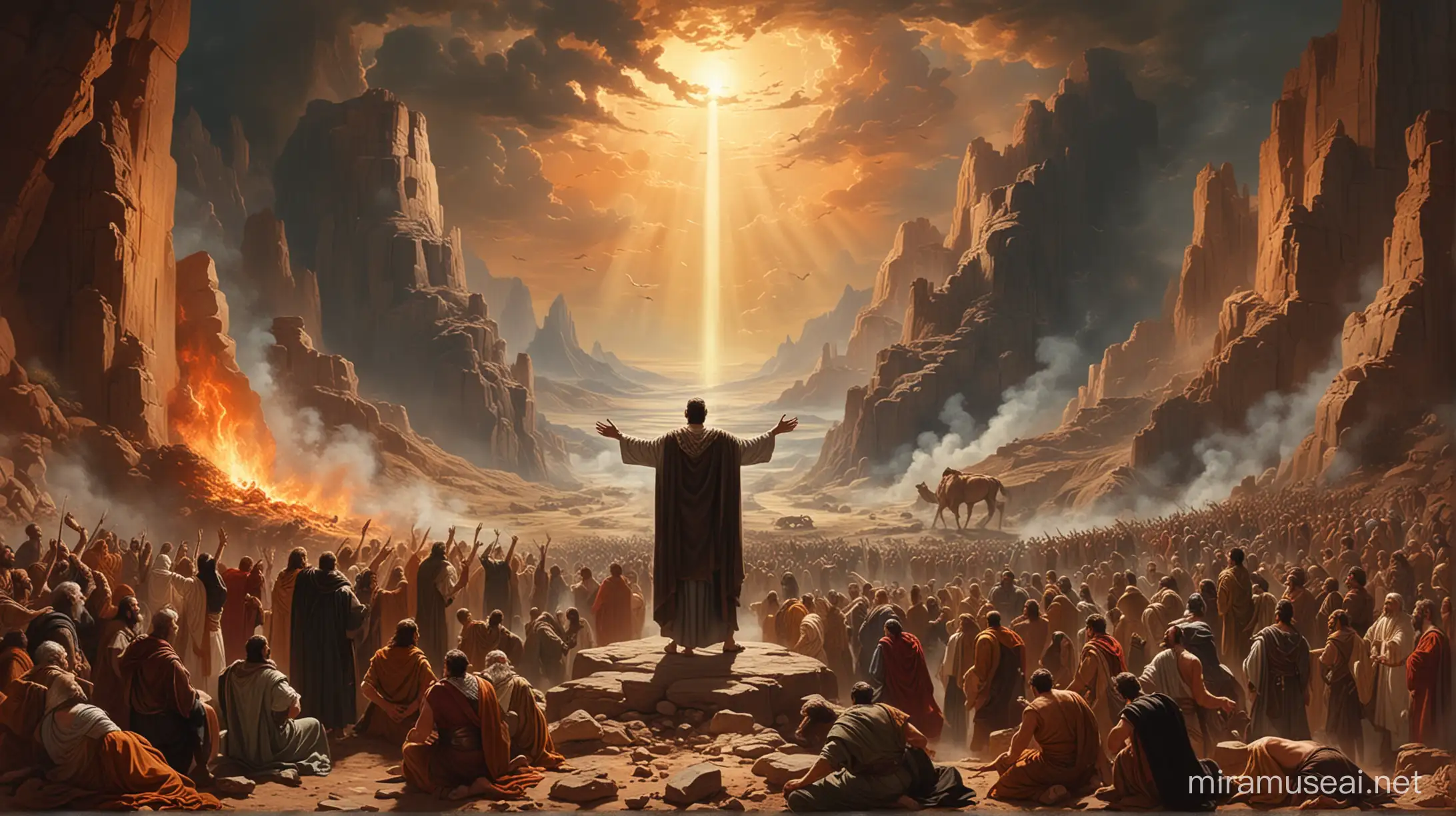 Elijah Confronts Prophets of Baal on the Mountain