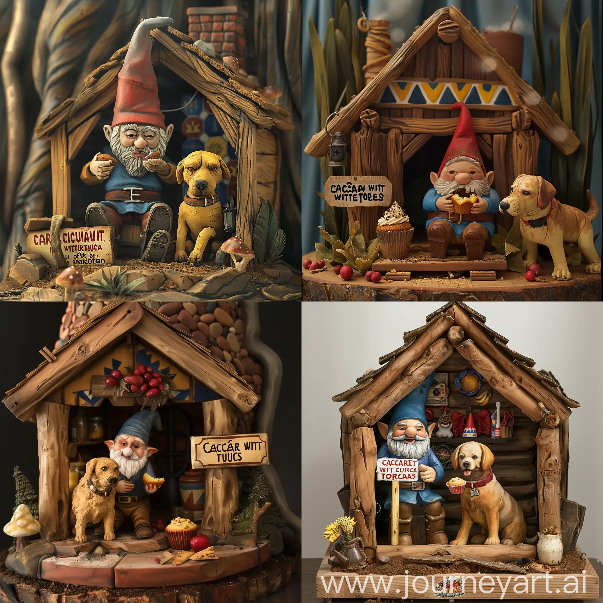Gnome-Enjoying-Muffins-with-his-Dog-in-Cozy-Cabin