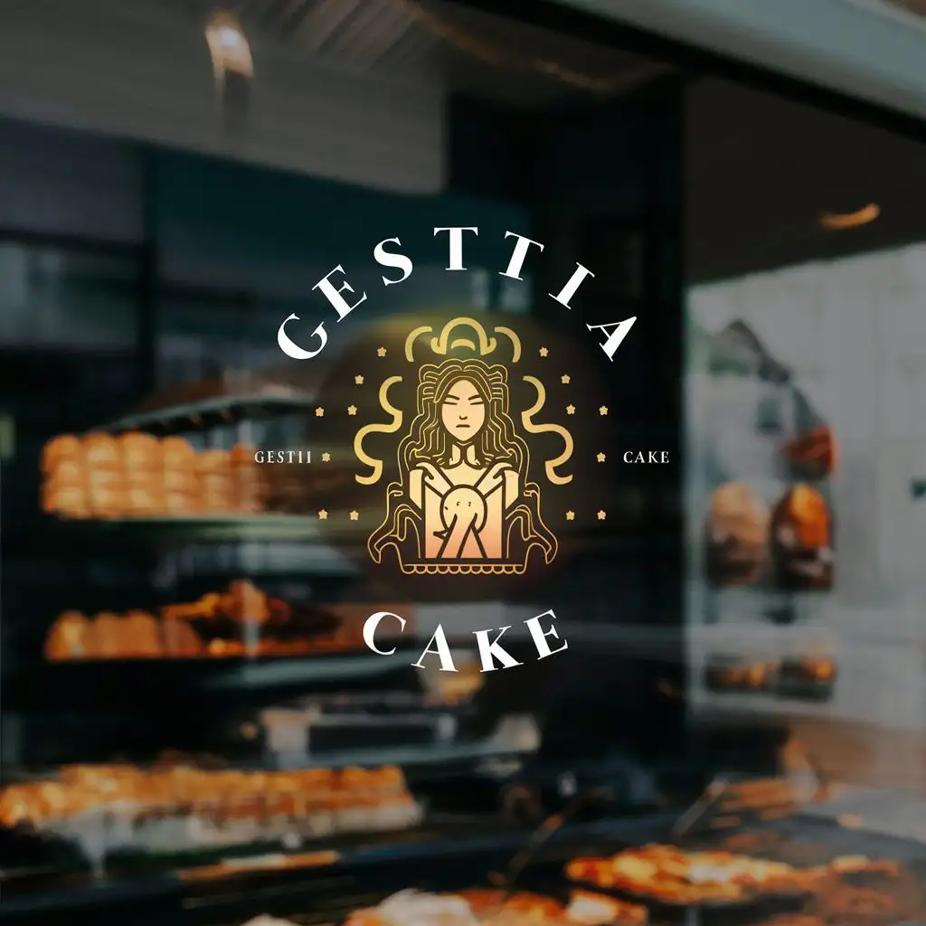 logo, cake, cake, goddess, with the text "Gestia Cake", typography, be used in Retail industry