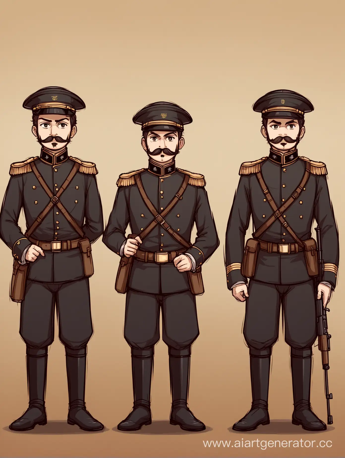 Three-1800s-Style-Special-Forces-Soldiers-in-Mustacheless-2D-Art