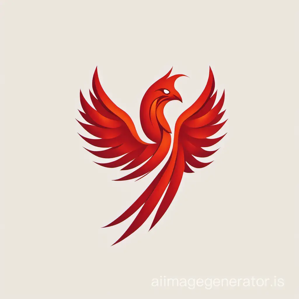 logo, red phoenix bird resembling a stone, minimalism