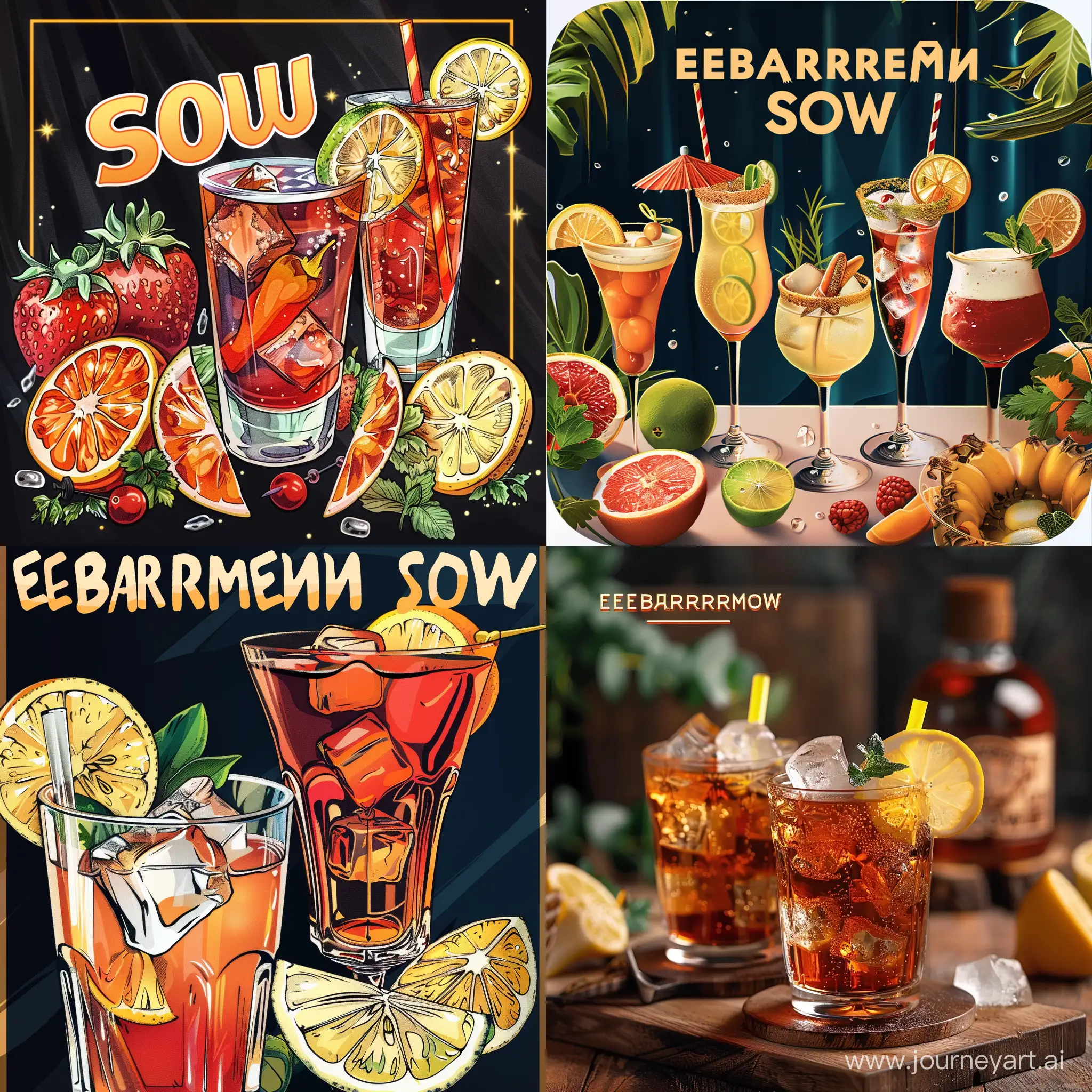 A YouTube channel cover for a page that demonstrates the art of making various cocktails. The channel is called "НеБармен Show"
