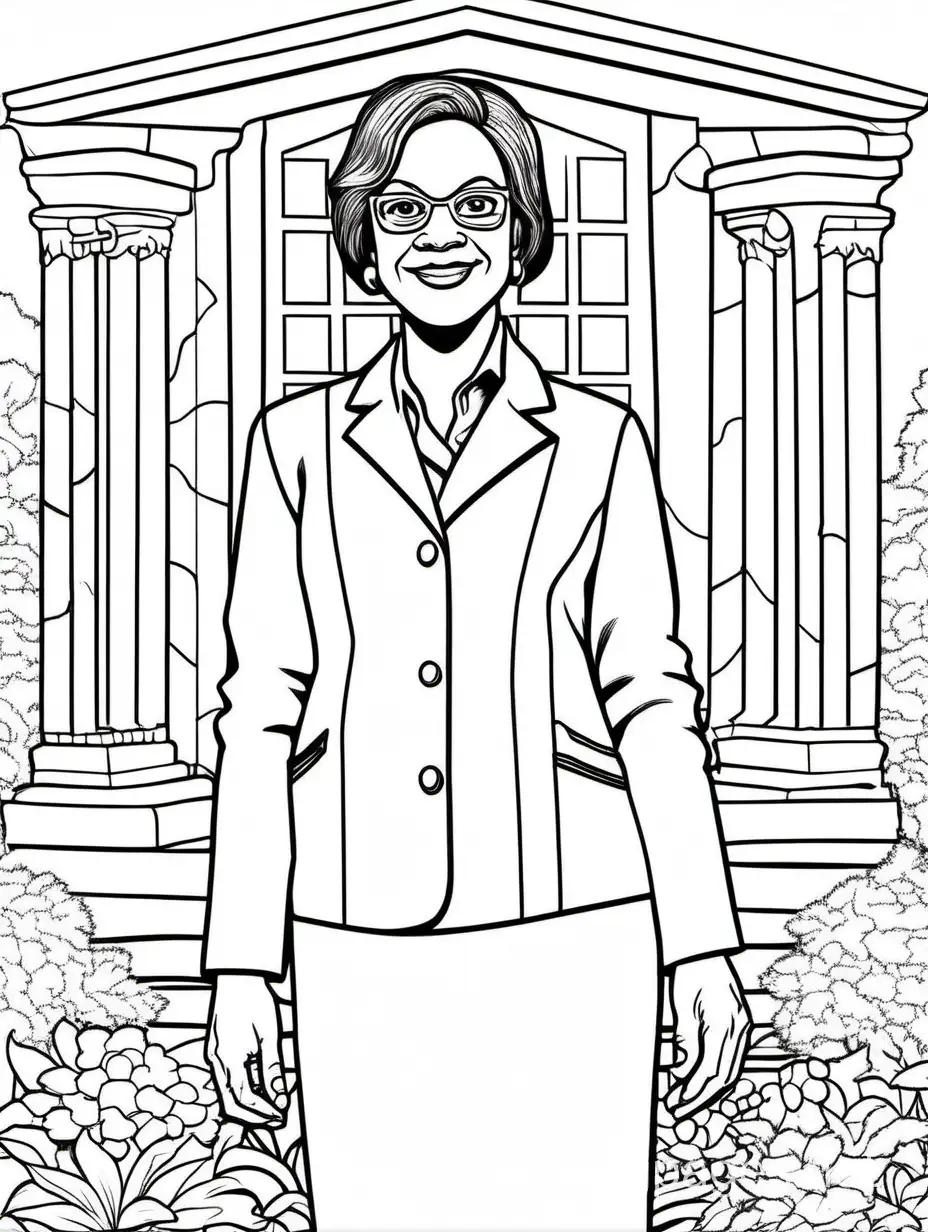 Dr. Martha Edge Jones, Coloring Page, black and white, line art, white background, Simplicity, Ample White Space. The background of the coloring page is plain white to make it easy for young children to color within the lines. The outlines of all the subjects are easy to distinguish, making it simple for kids to color without too much difficulty