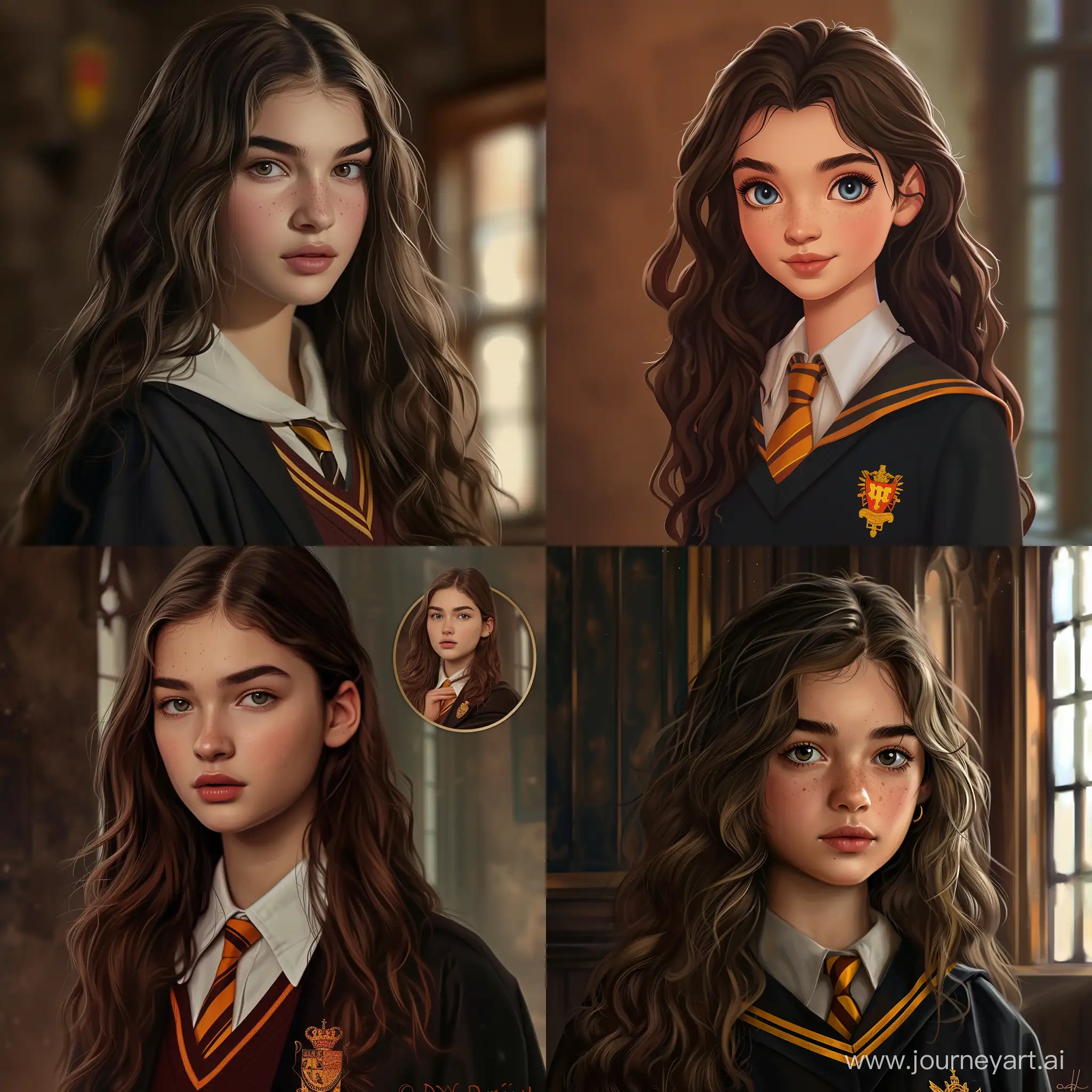 Odeya Rush, teenager, 15 years old, Hogwarts student, Ravenclaw, high quality, high detail, cartoon art