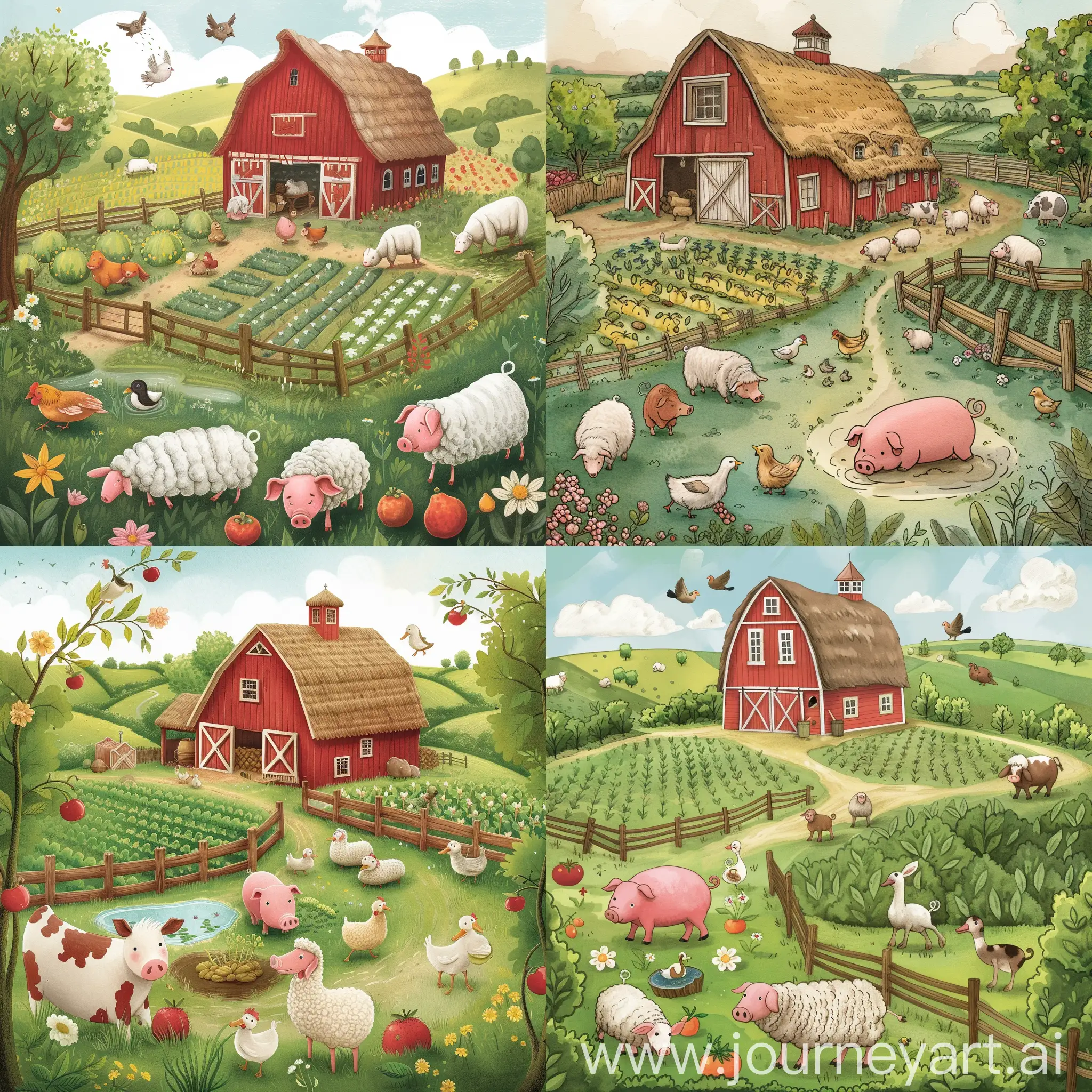 Enchanting-Farm-Adventure-for-Kids-Joyful-Animals-and-Vibrant-Fields