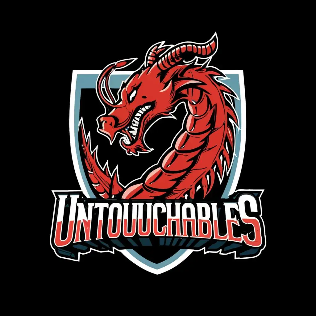 LOGO-Design-For-Untouchables-Mythical-Dragon-Symbol-with-Striking-Typography-for-Entertainment