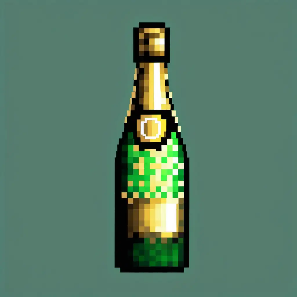 Celebratory Pixel Art Champagne Bottle Illustration