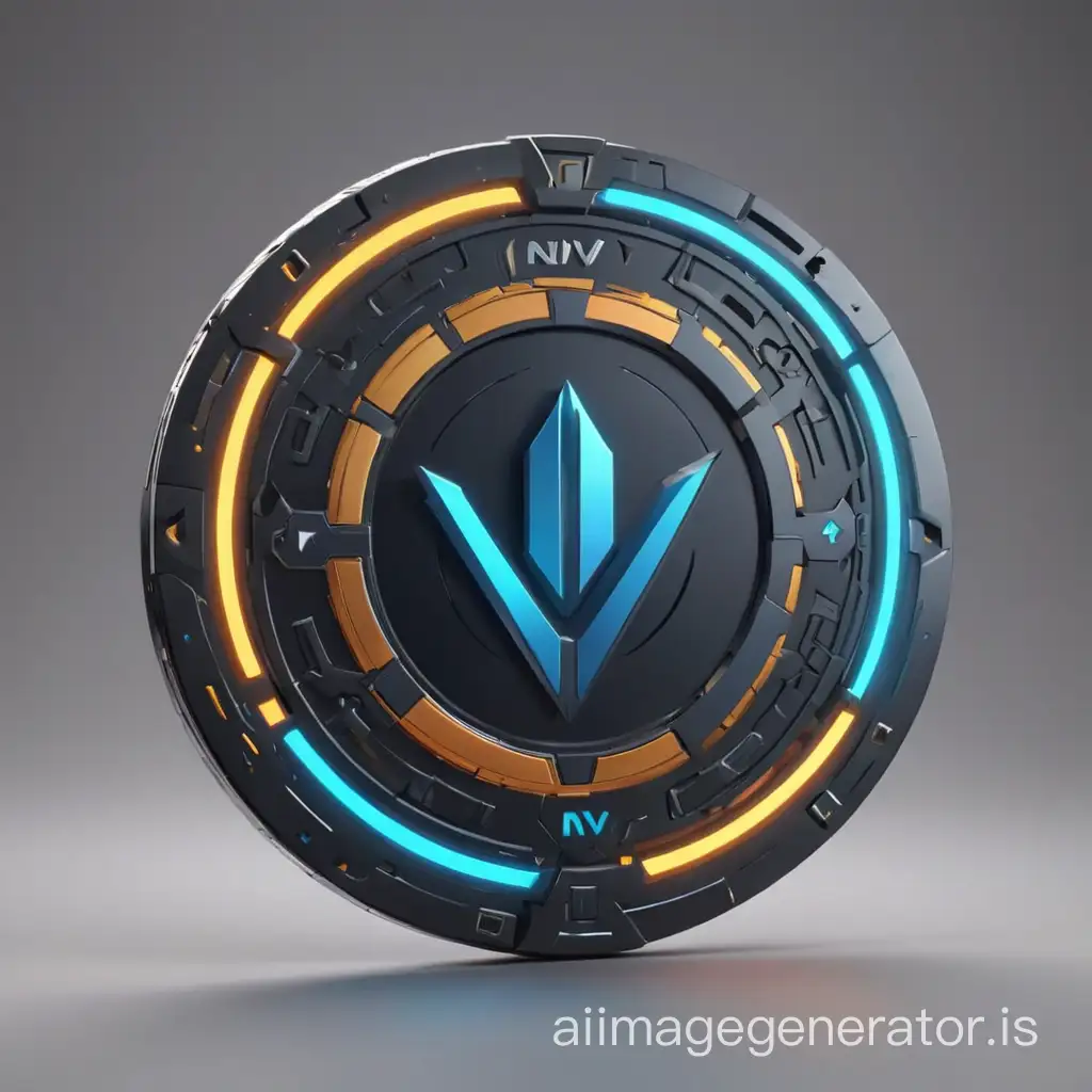 sleek NV logo  for cryptocurrency dapps token 
with nova color, futuristic technologie, web dapps, details 4K, without background