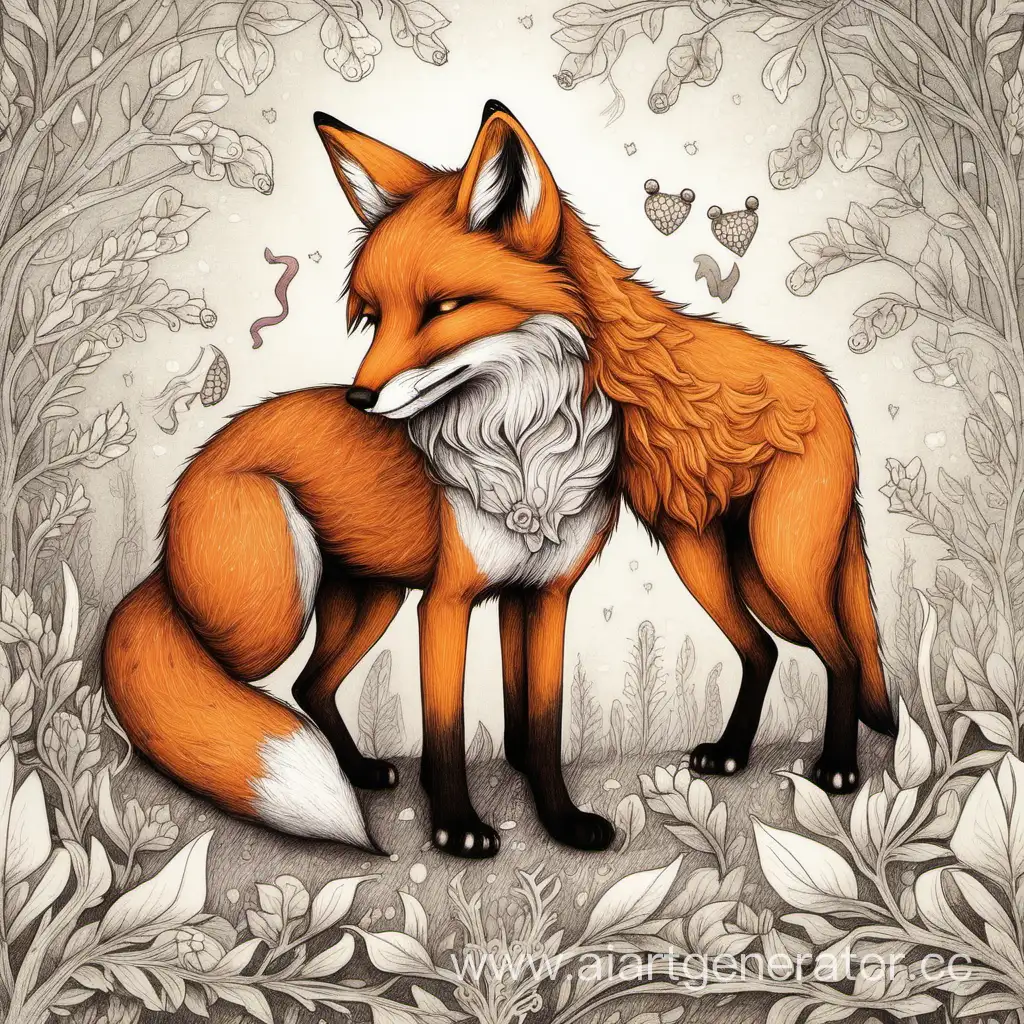 Affectionate-Encounter-Fox-and-Wolf-Expressing-Love-in-Enchanted-Forest
