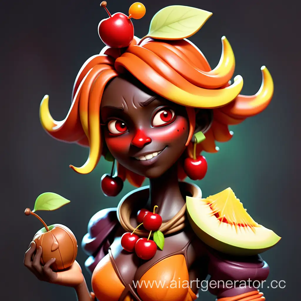 Dota-2-Character-Lina-with-Creamy-Fruit-Hairstyle-and-Chocolate-Skin