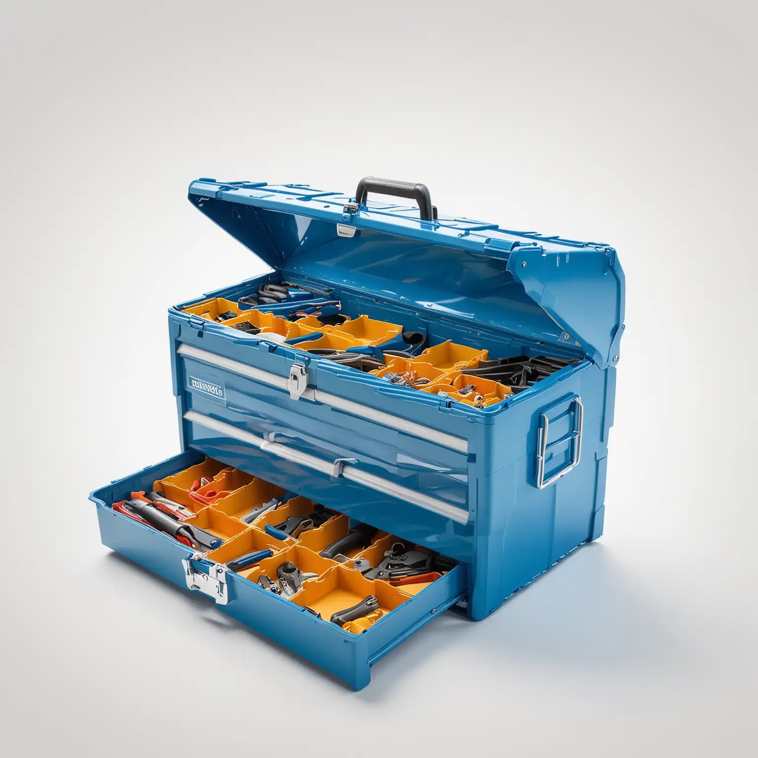 Create an image of a blue toolbox. White background