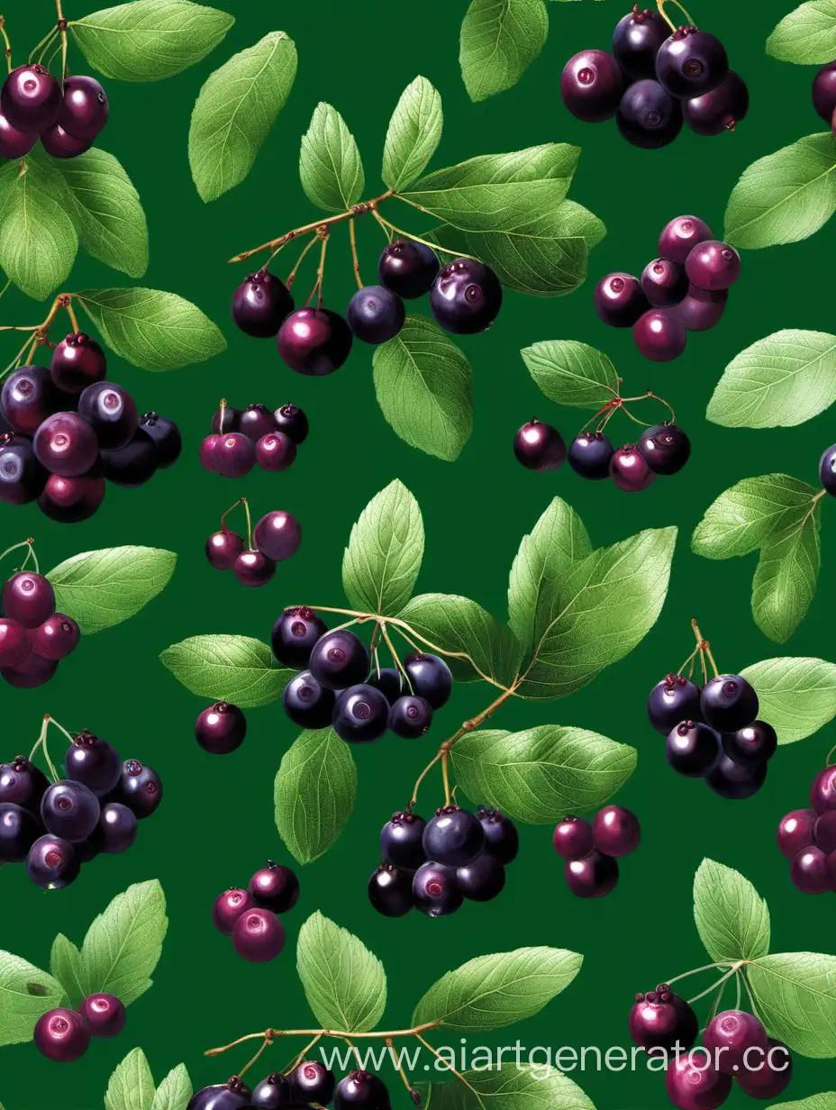 Fresh-Aronia-Fruit-on-Dark-Green-Background