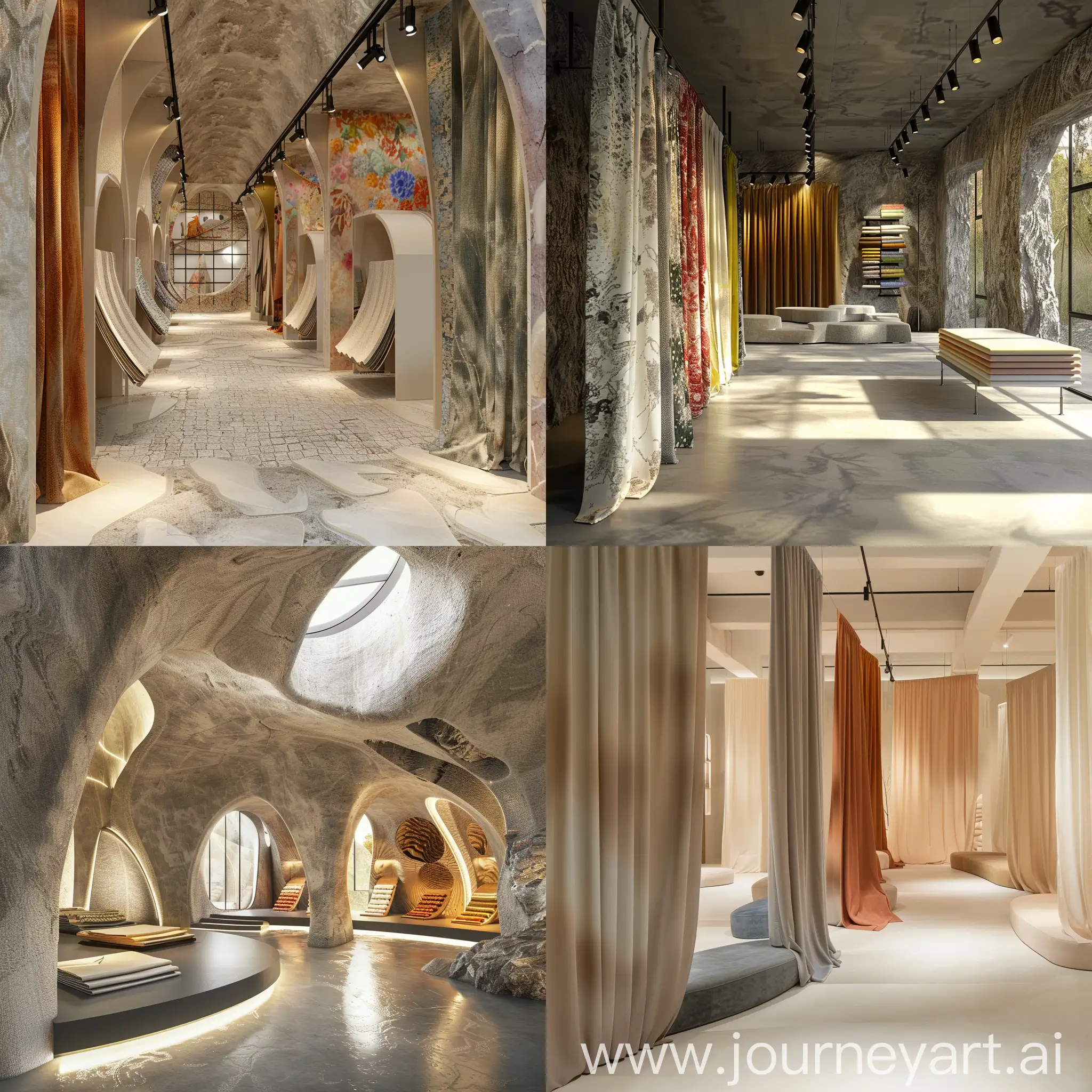 Fabric showroom with caves concept