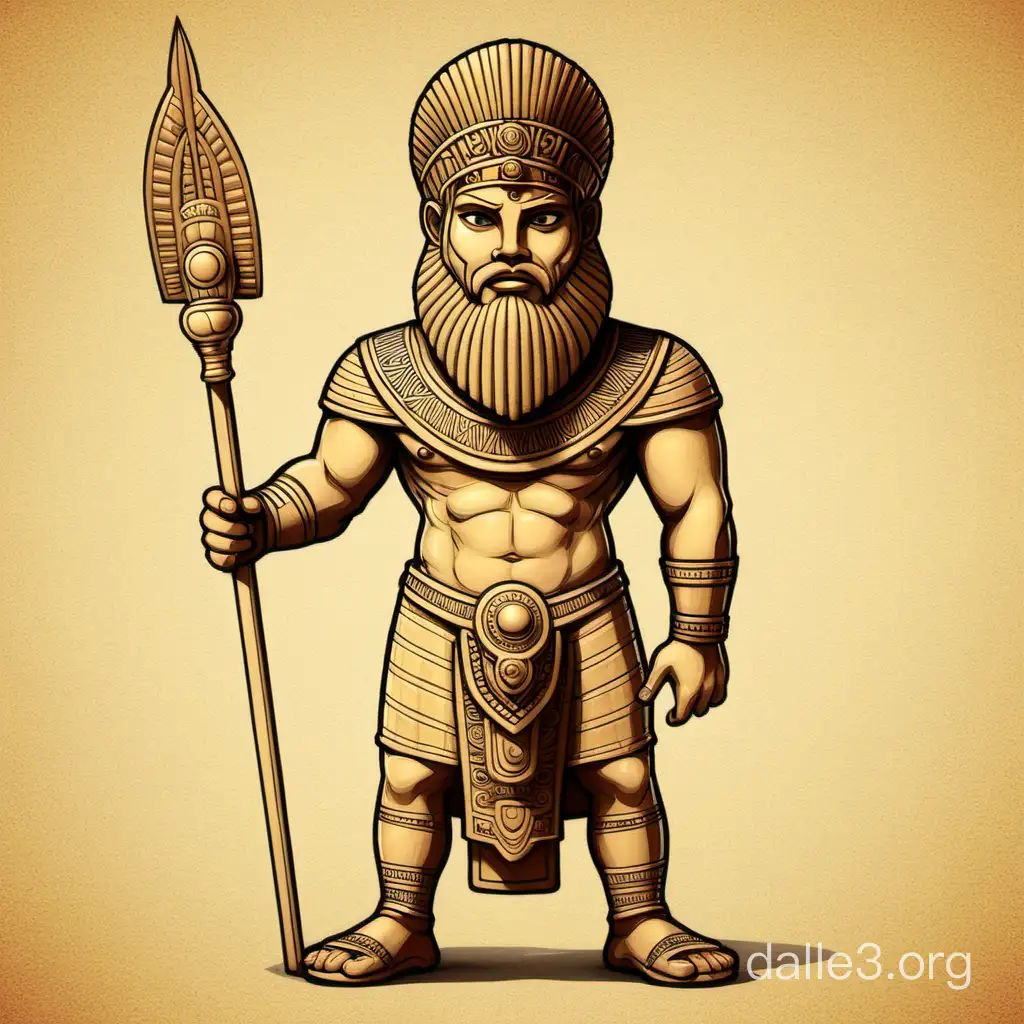 cartoon drawing of Babylonian gilgamesh