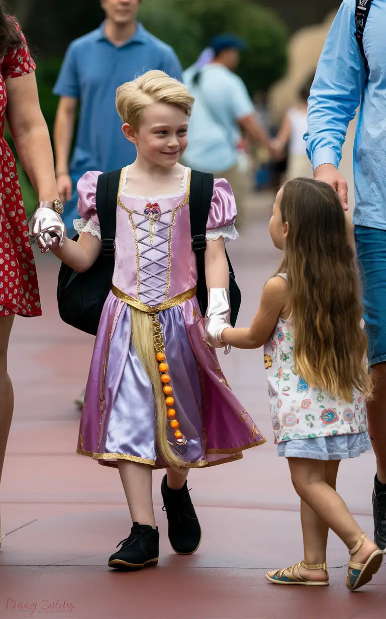 Gender-RoleReversal-Boy-in-Rapunzel-Dress-at-Disneyland-with-Parents