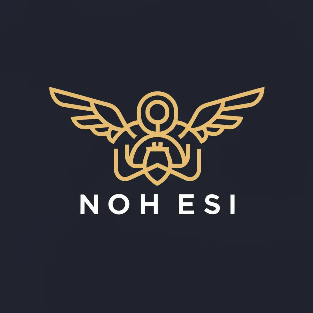a logo design,with the text "NoHesi", main symbol:angelic blindfolded skull statue holy grail at back logo,Minimalistic,clear background