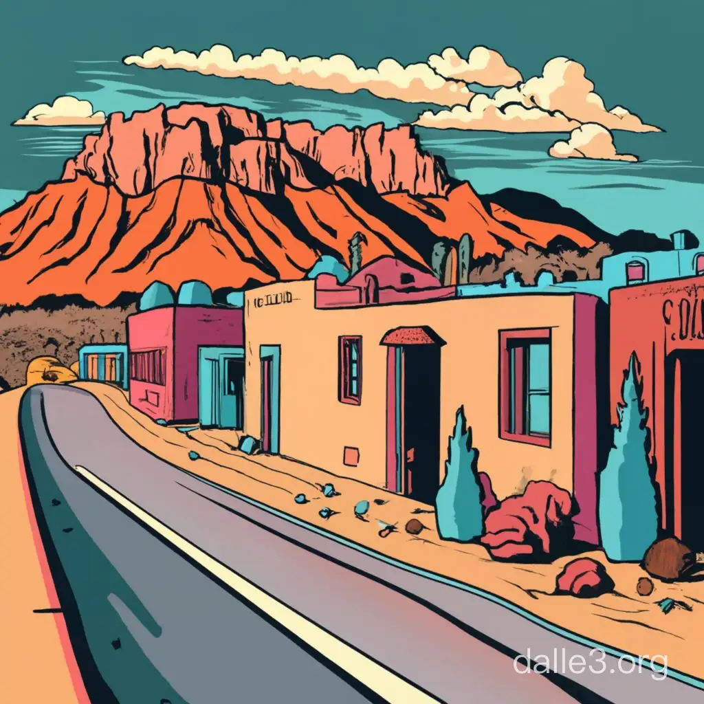 Taos New Mexico comic style