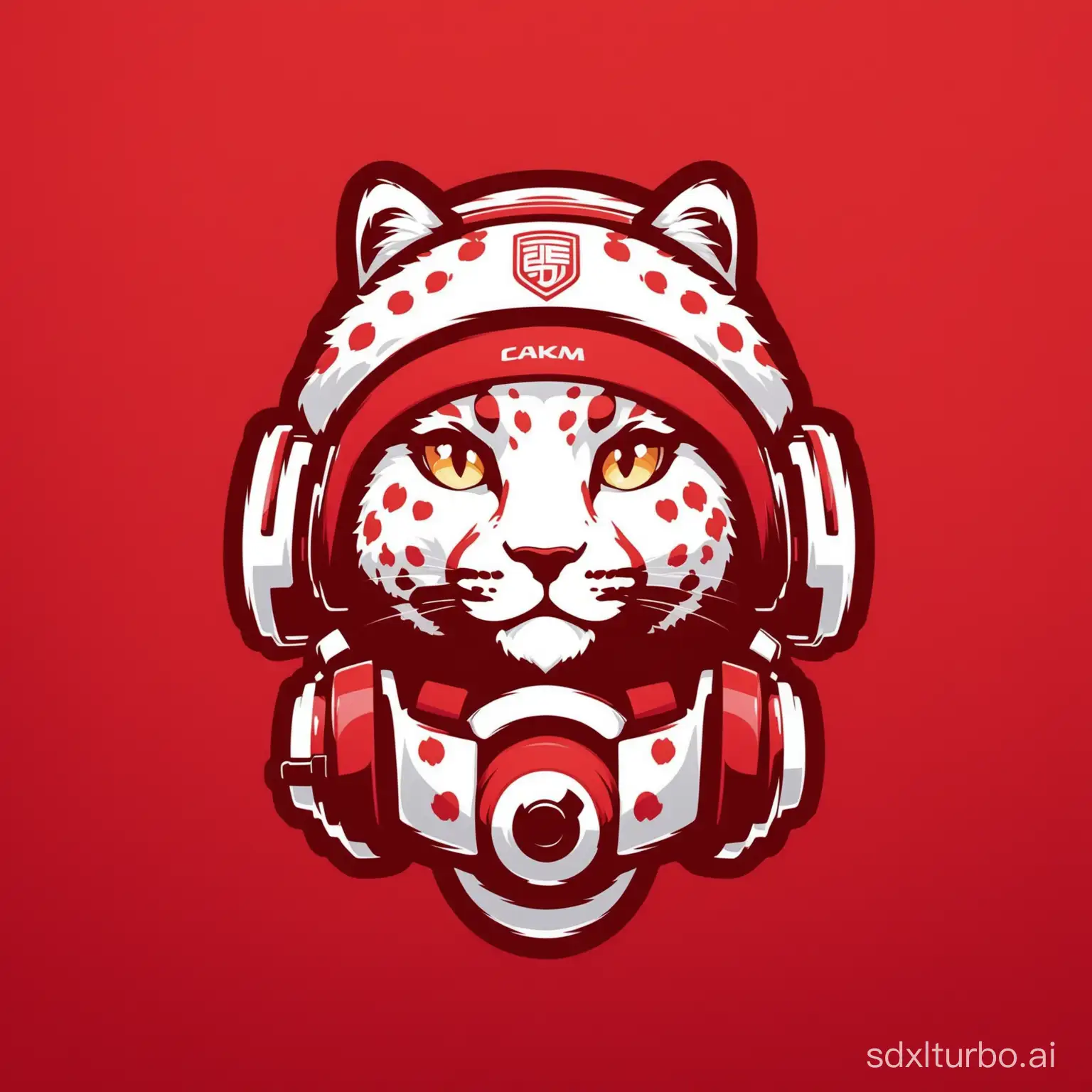 the company logo is a red canvas depicting a snow leopard in a helmet phone