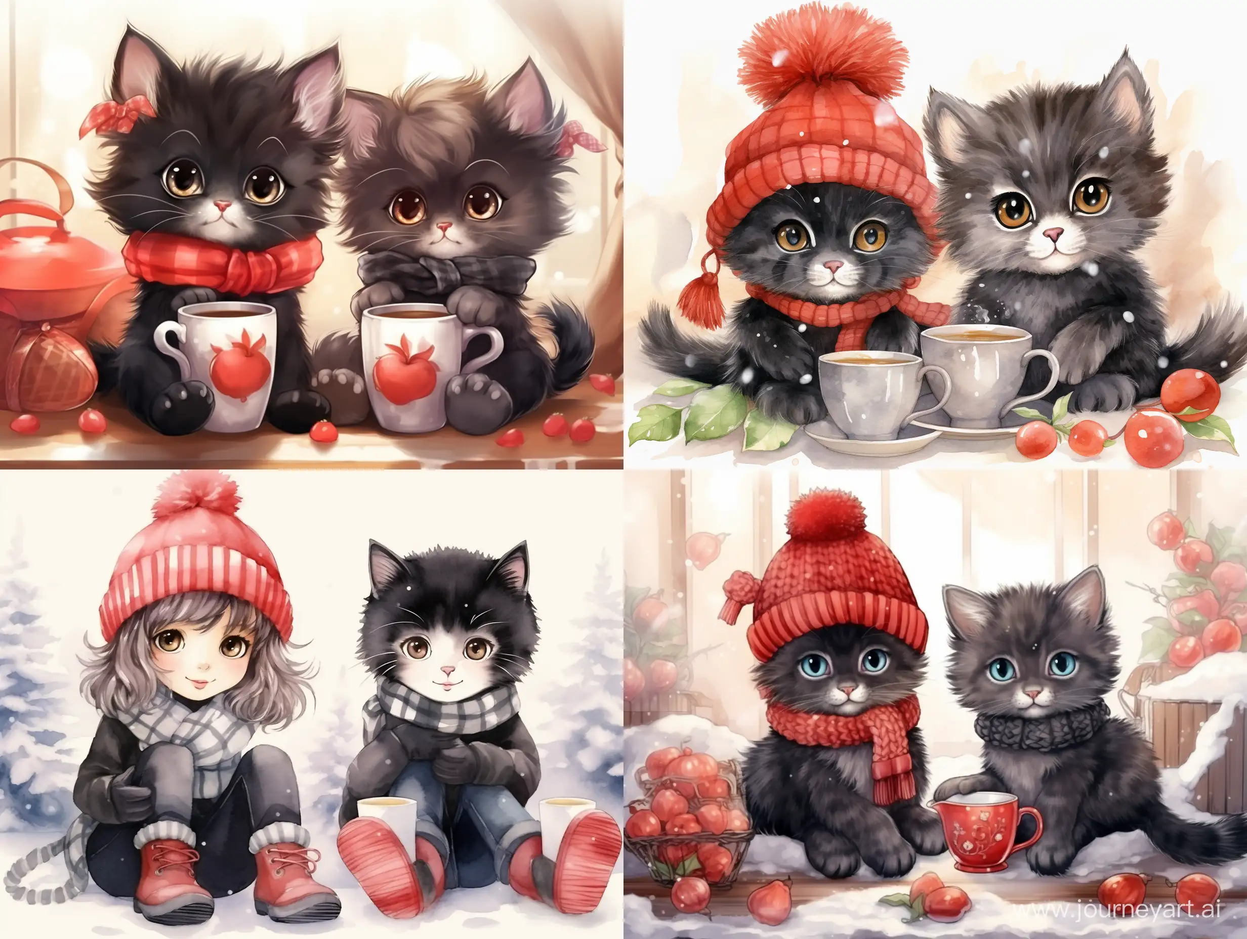 Adorable-Black-Kittens-in-Winter-Wonderland-with-Tea