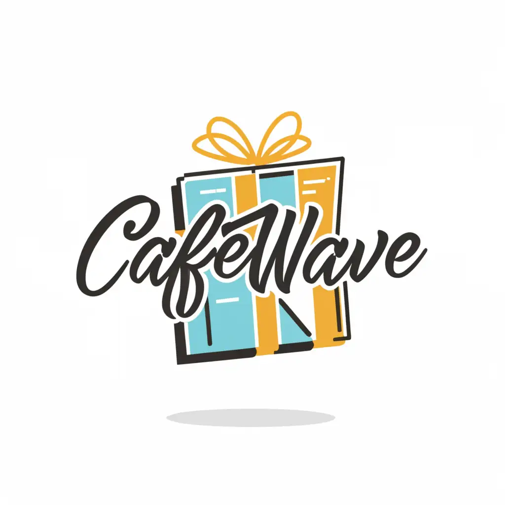 a logo design,with the text "CafeWave", main symbol:a logo with giftbox,Moderate,clear background
