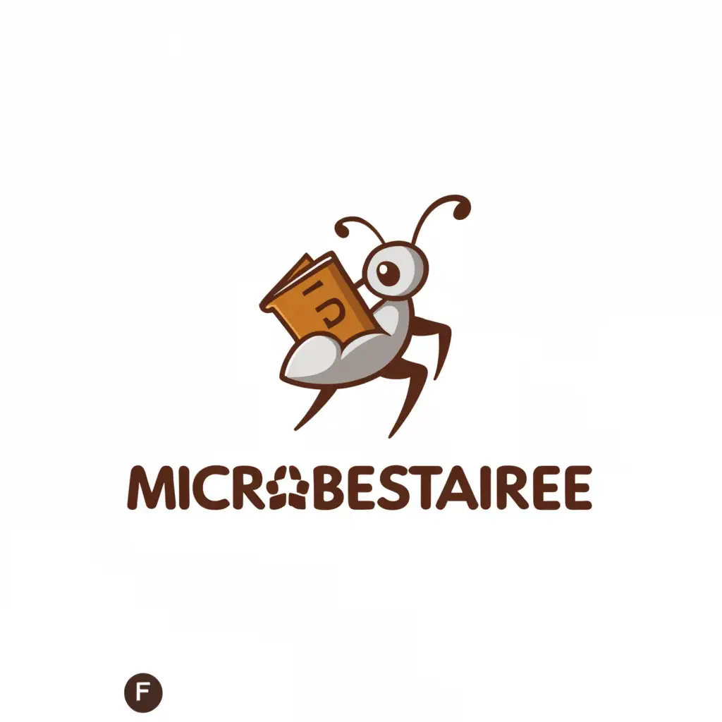 a logo design,with the text "MicroBestiaire", main symbol:An ant with a book,Moderate,be used in Animals Pets industry,clear background