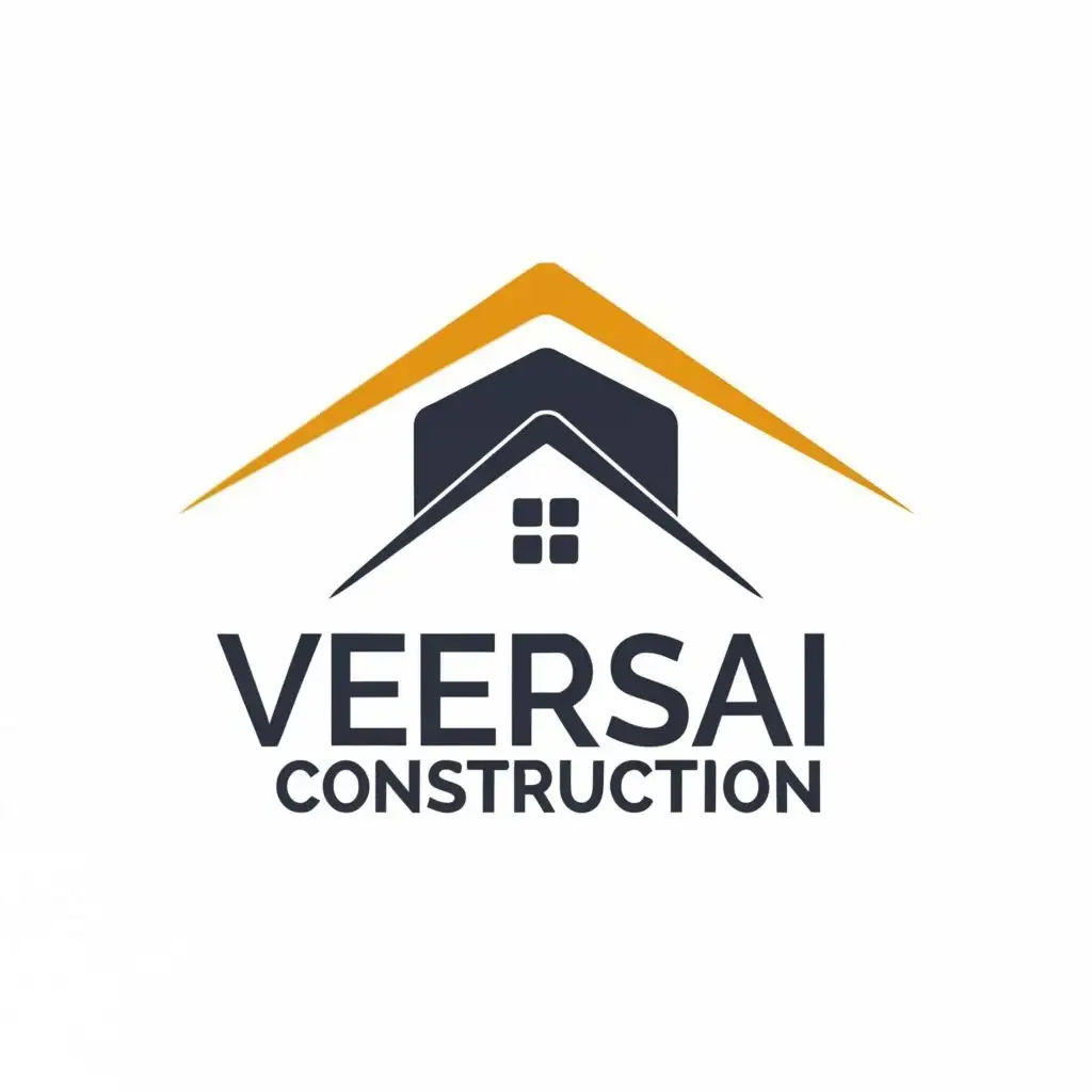 logo, An house, with the text "Veersai construction", typography, be used in Construction industry