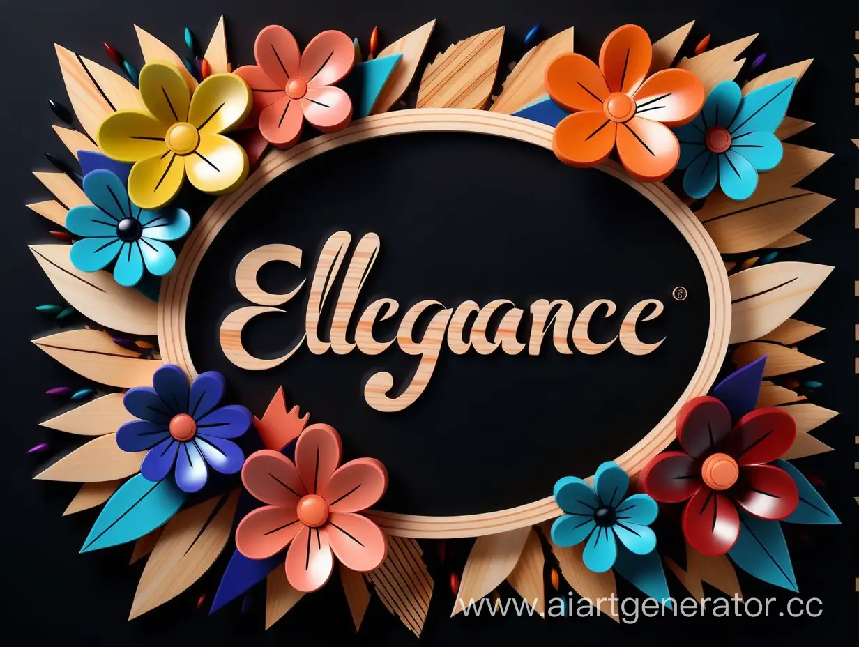 Unique Logo Design for "Elegance"  au milieu and Pattern راتنجات الايبوكسي - أقلام ملونة ونشارة الخشب على شكل زهور،في الوسط جملة رائعة , كهربائية، خلفية سوداء ،الصورة بجودة عالية "
Elegance