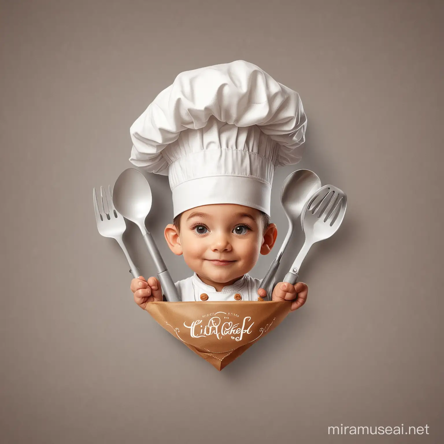 Premium Image of Little Chef with Chefs Hat and Kitchen Utensils