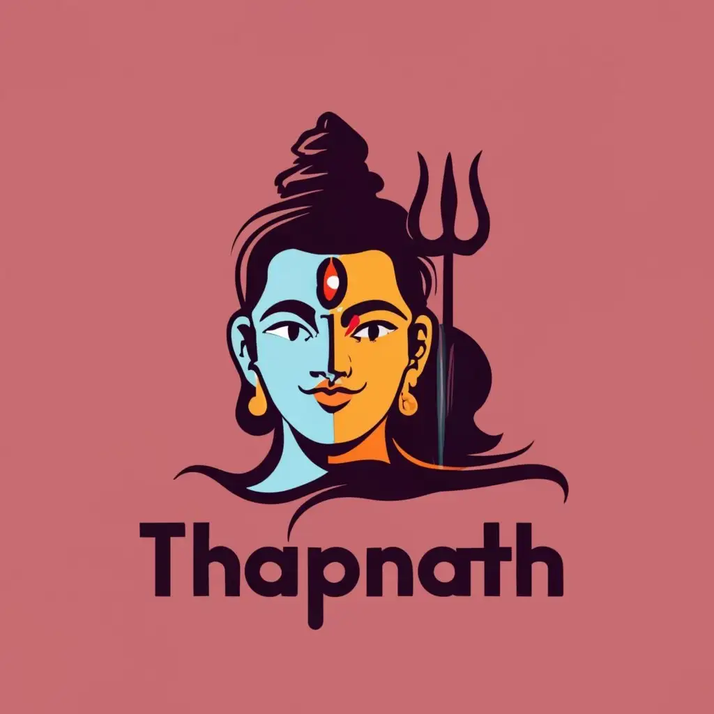 logo, god Shiva, with the text "ThapNath", typography