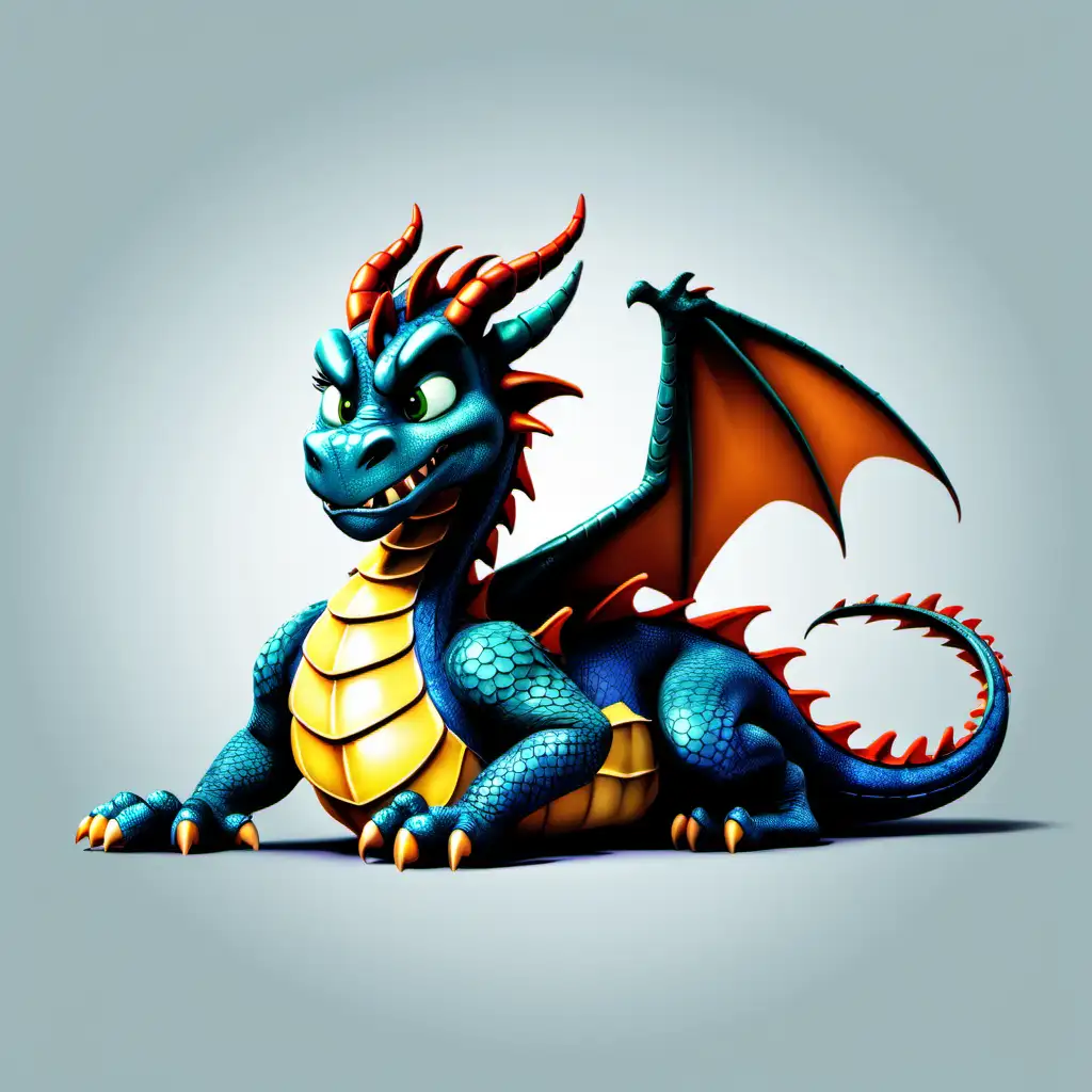 dragon lying down looking mad. disney style. no background