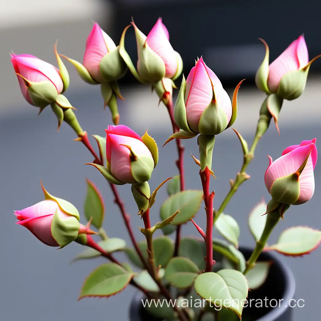 Vibrant-Rosebuds-Blossoming-in-Spring-Garden