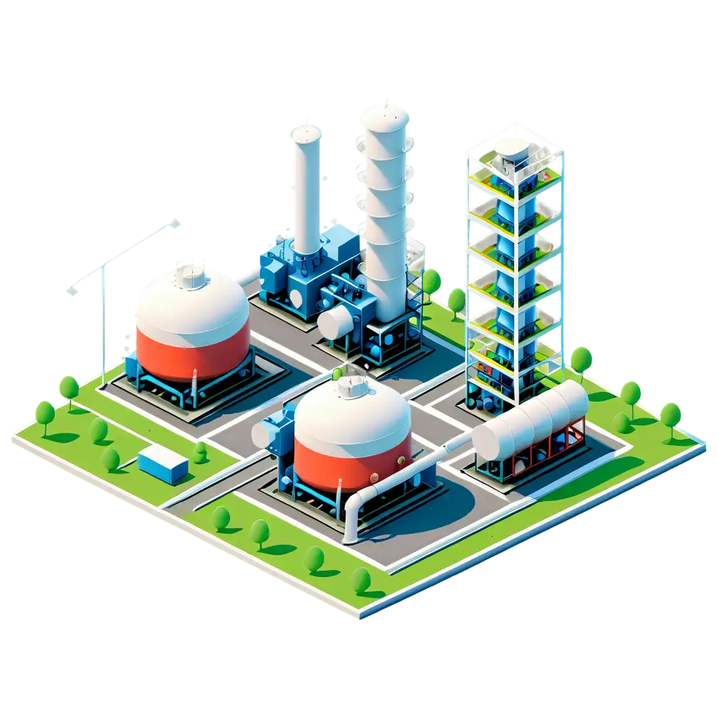 A gas plant in isometric