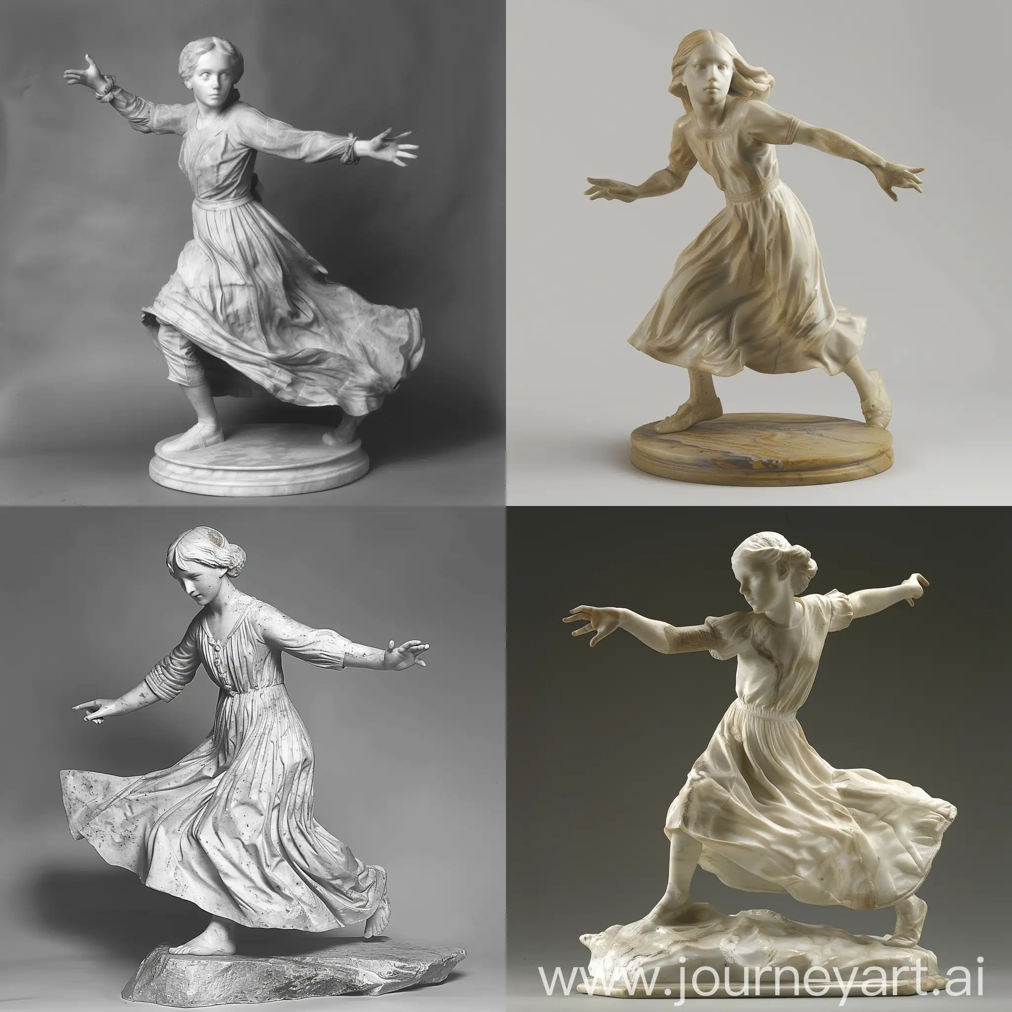 Graceful-Marble-Sculpture-Elegantly-Defending-Girl-in-Motion