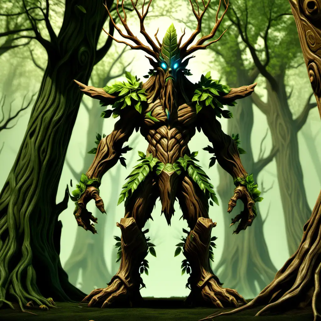 Majestic Treant Warrior in Enchanted Forest Battle