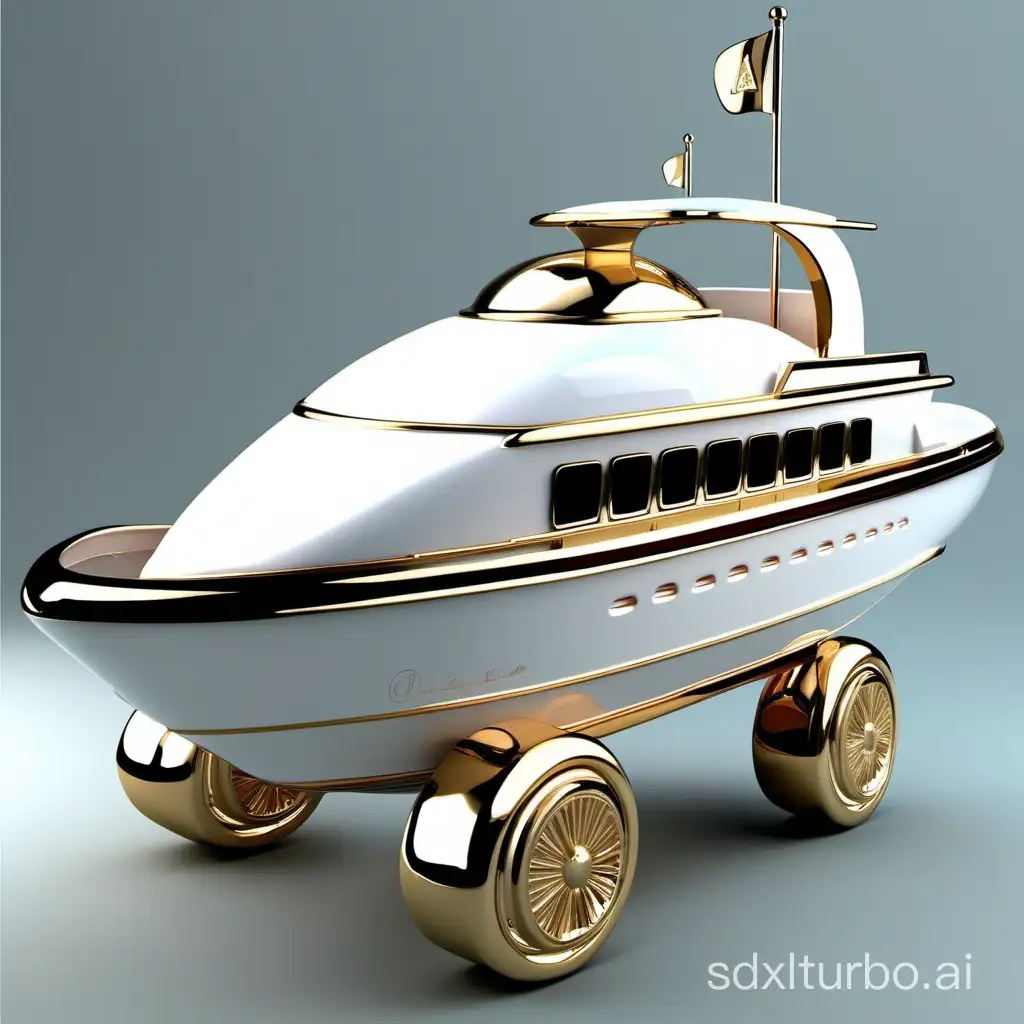Luxury-Motor-YachtShaped-Baby-Stroller-Opulent-Travel-for-Stylish-Infants