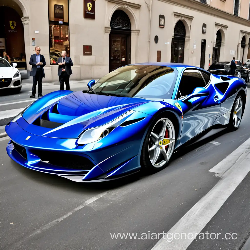 Sleek-Blue-Ferrari-Luxury-Sports-Car-in-Stunning-Blue-Hue