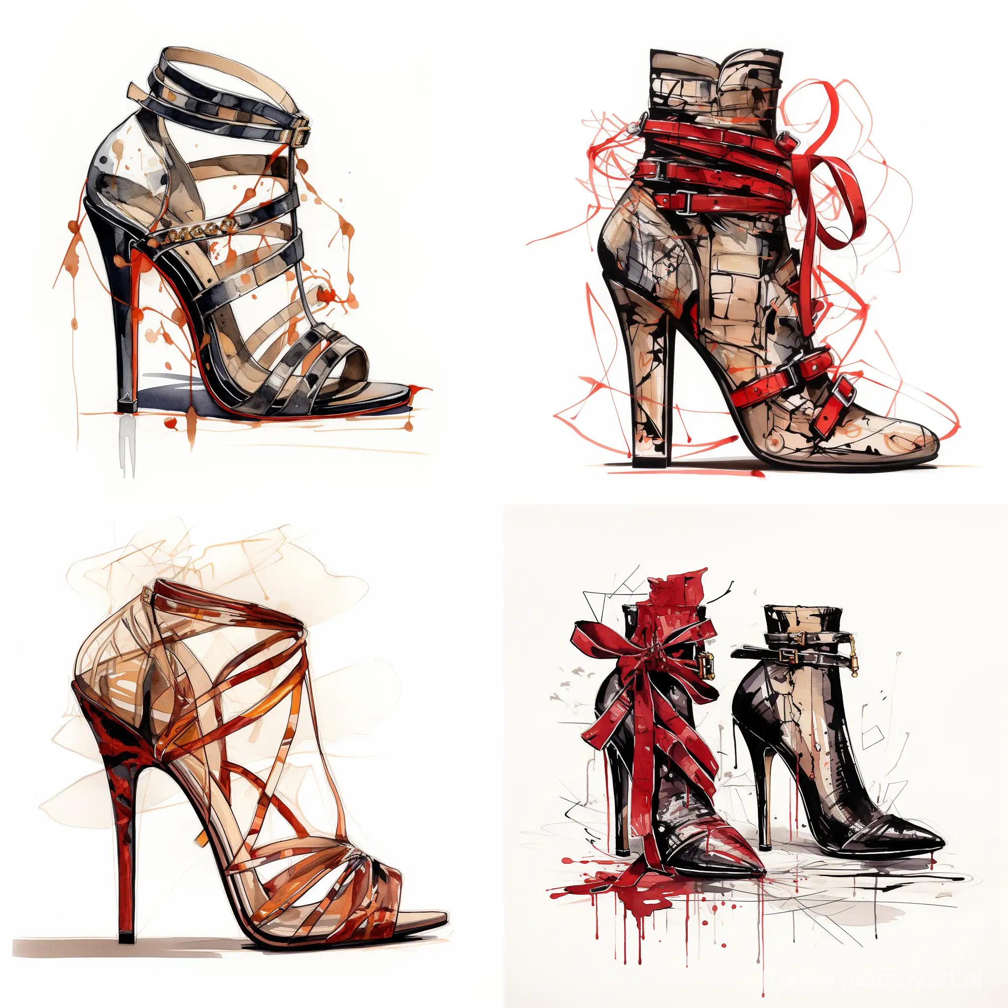 Fashion illustration, shoes, sketch 