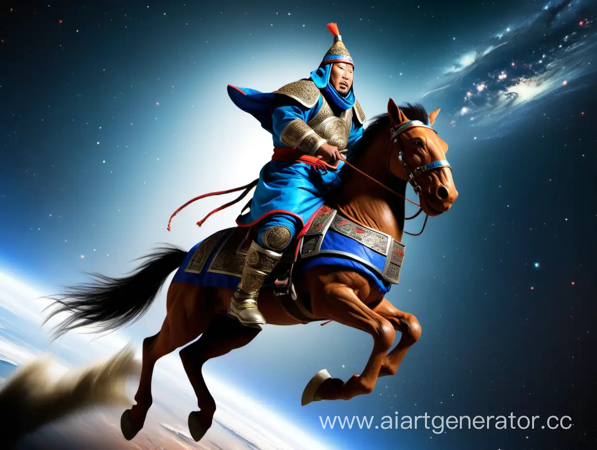 Гигантский всадник монгол скачет по космосу