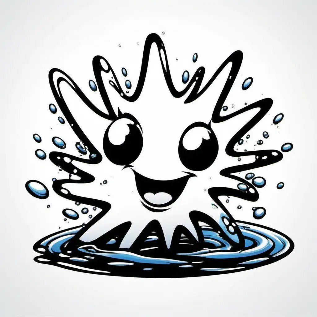 Cartoon Characters Enjoying a Splash on White Background