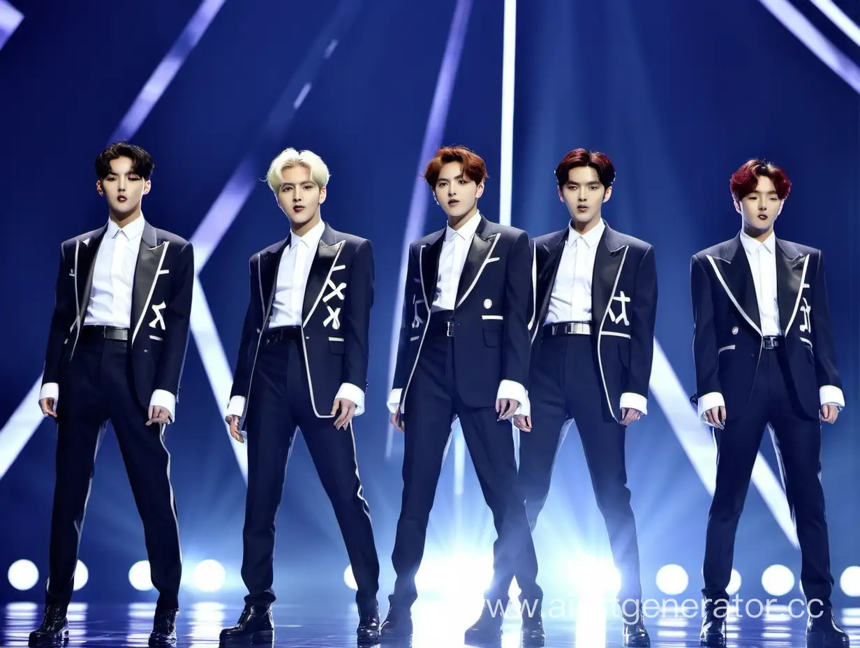 Южно-корейская группа EXO выступающая с песней obsession